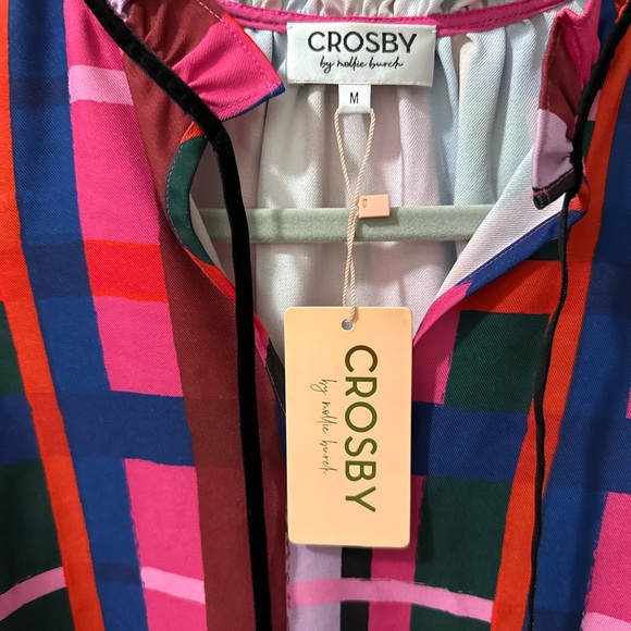 Crosby long sleeve Women's Multicolor Plaid Blouse ruffle NWT - Picture 4 of 7
